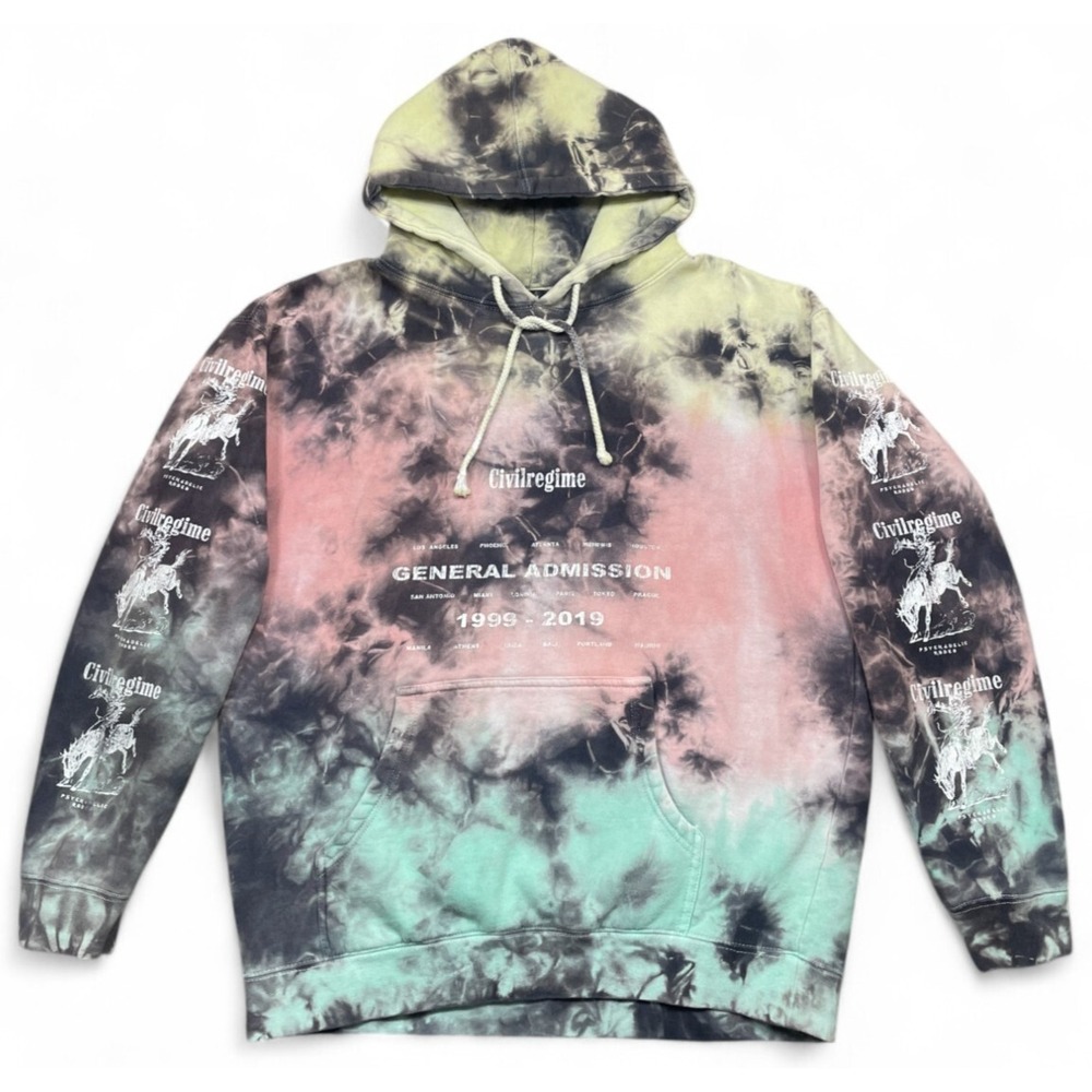 Civil Regime Tie Dye Hoodie Medium Psychedelic Rodeo Skull